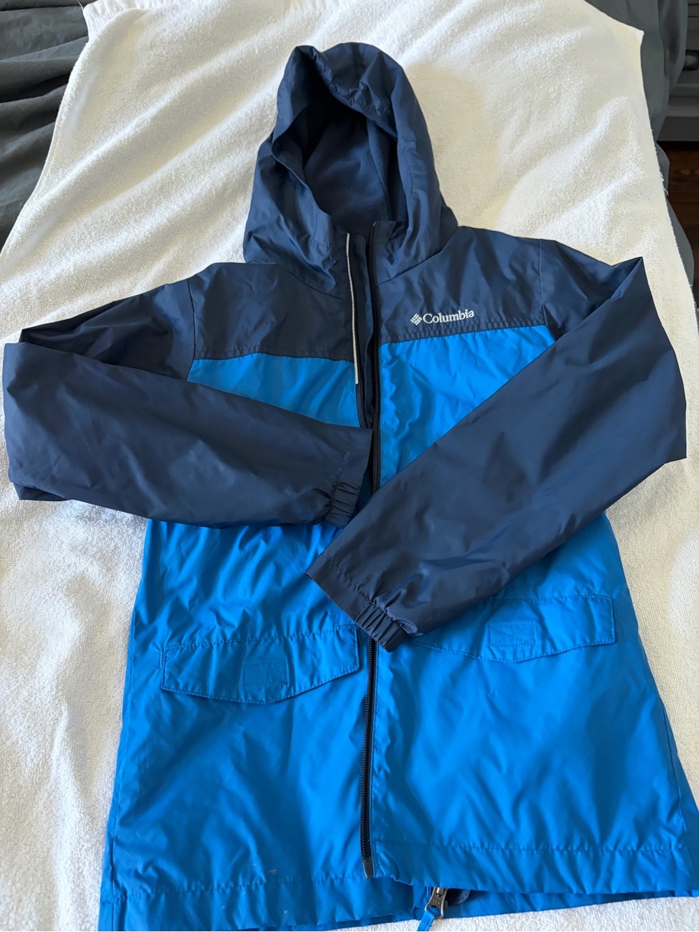 Columbia Boys' Blue and Navy Two-Tone Hooded Raincoat